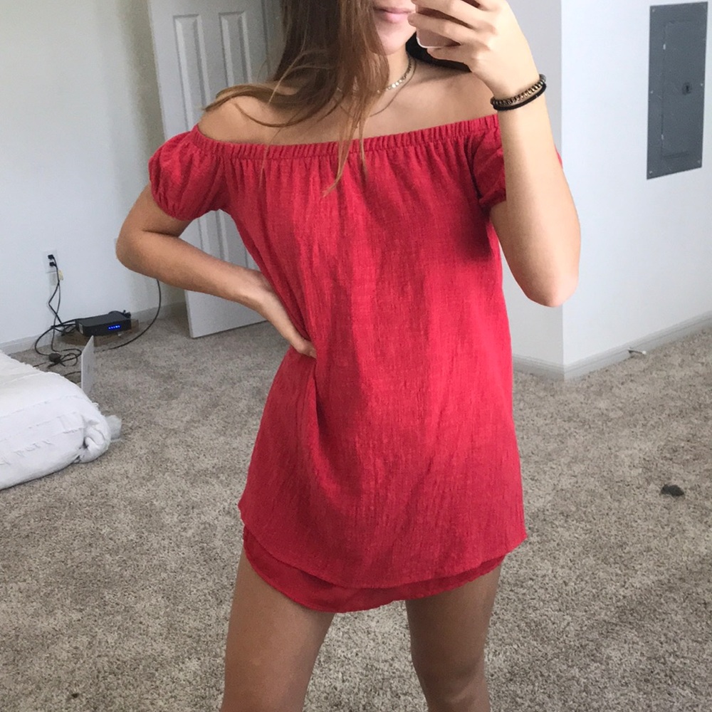 Red off the shoulder urban outfitters dress